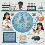 An educational and visually engaging illustration showing how CRISPR is used in autism research. The